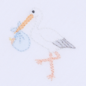 Alternative view of Light Blue Vintage Stork Bib