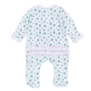 Alternative view of Printed Ruffle Zipper Footie - Pink